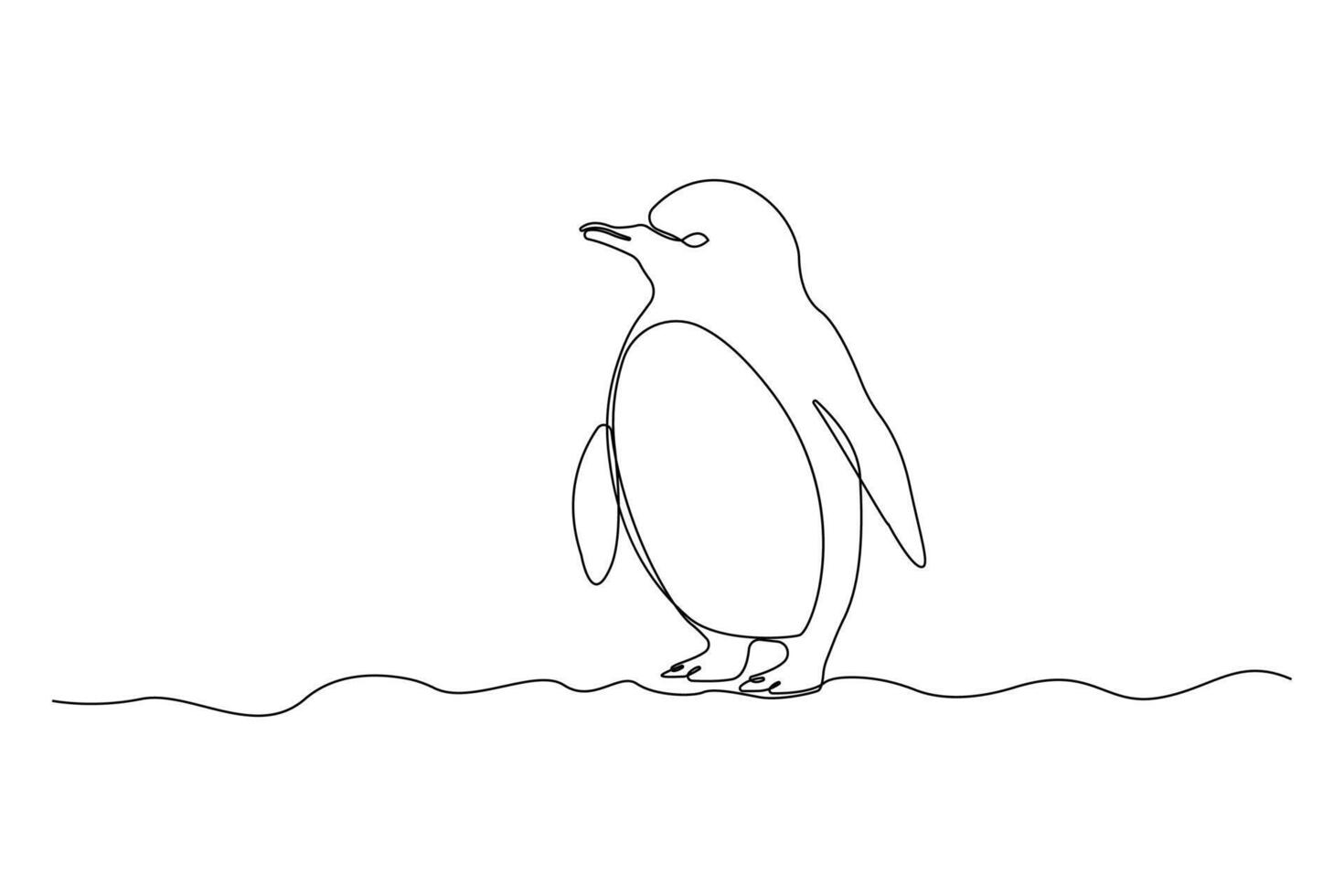 Hand-drawn penguin continuous line art drawing. vector