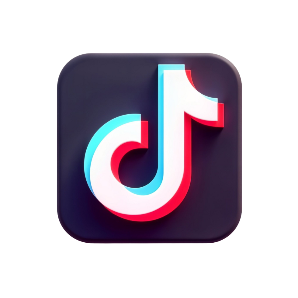 TikTok App Icon Red White Blue, Social Media App Design Multimedia Entertainment Isolated on Transparent Background png