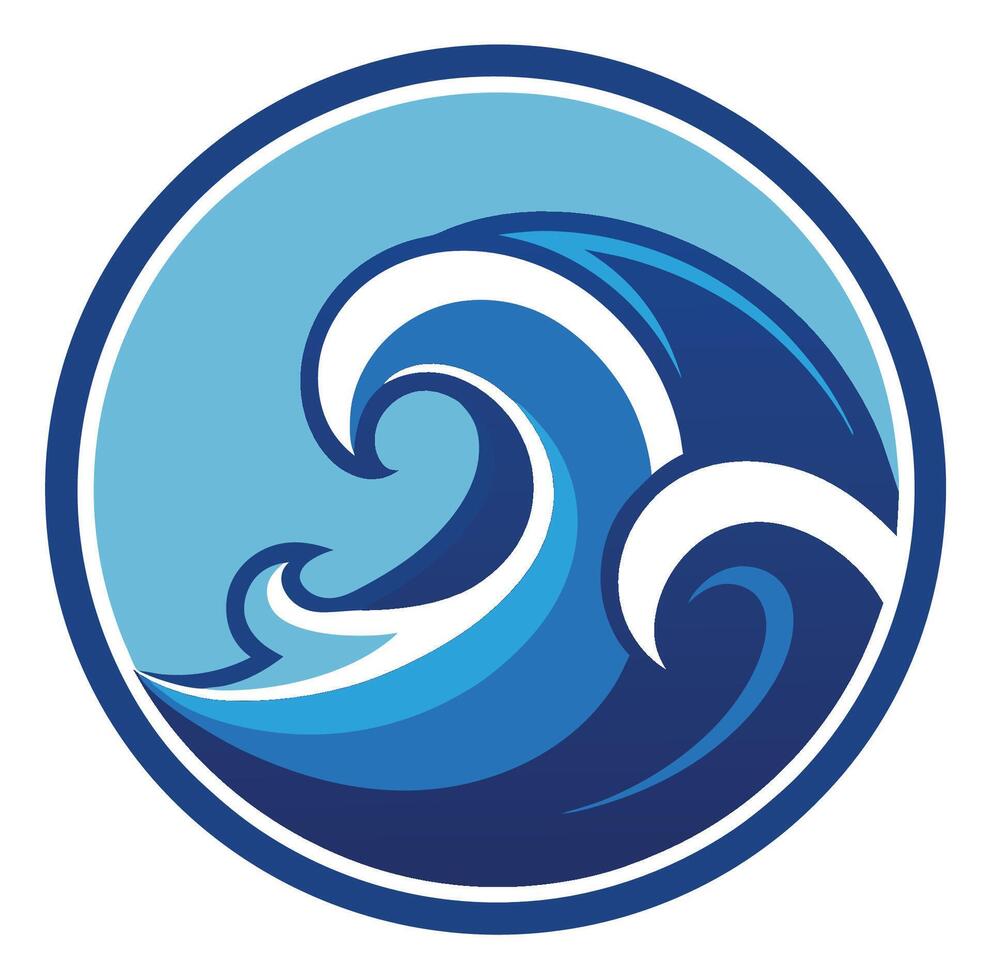 A blue and white wave in a circle vector