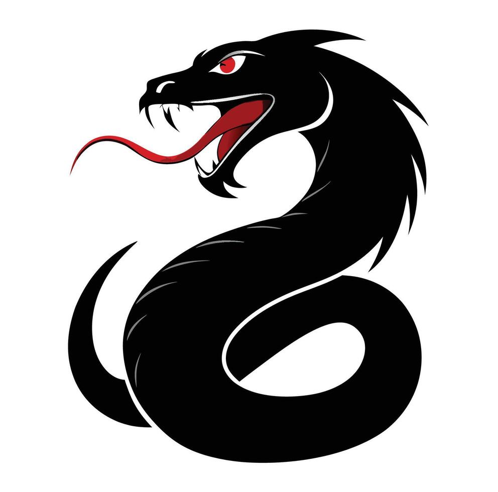 A black snake with red eyes and a long tail vector