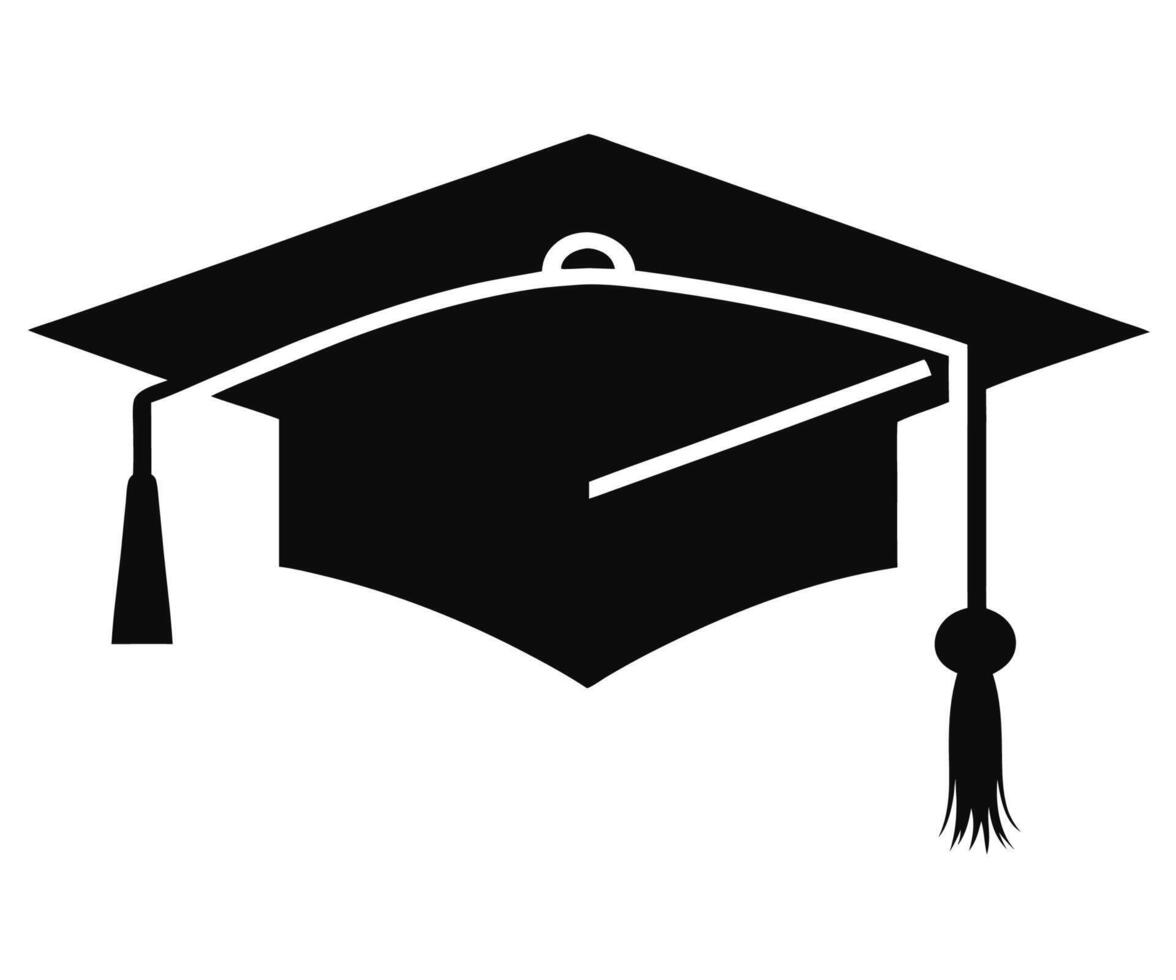 A black graduation cap on a white background vector