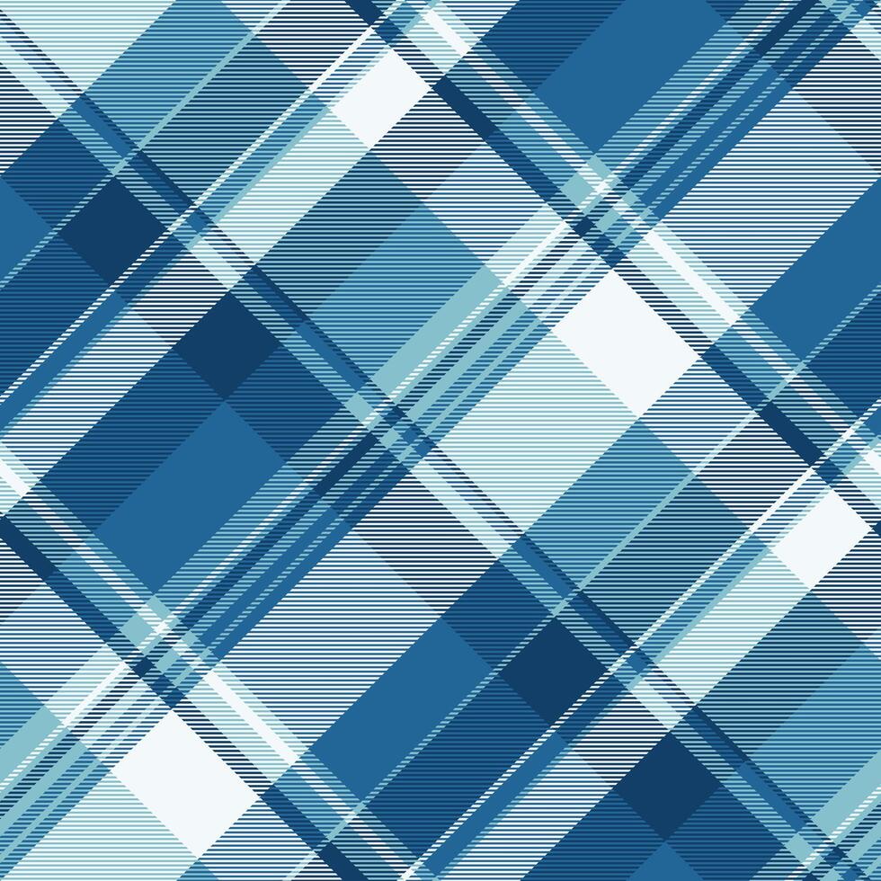 Customer background check, crossed plaid pattern tartan. Shabby texture fabric seamless textile in cyan and alice blue colors. vector