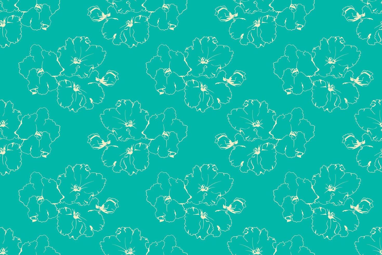 Elegant floral pattern featuring stylized creamcolored flowers on a teal background. Perfect for textile design, wallpaper, or website backgrounds. A sophisticated and versatile design. vector