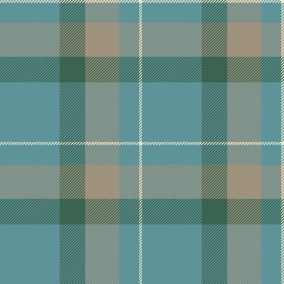 Seamless teal, beige, and green plaid pattern. Perfect for textile designs, website backgrounds, or crafting projects. vector
