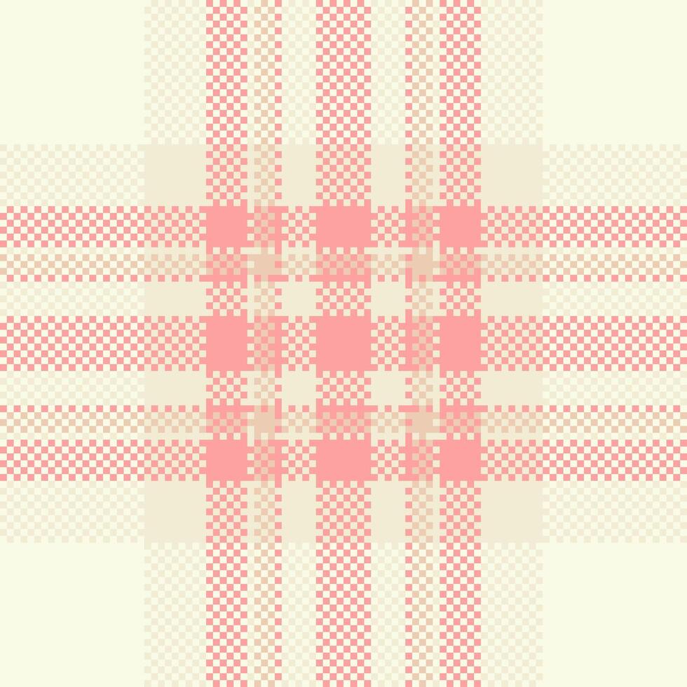 Delicate pink and cream plaid pattern. Seamless texture ideal for textile design, backgrounds, website design, and packaging. vector