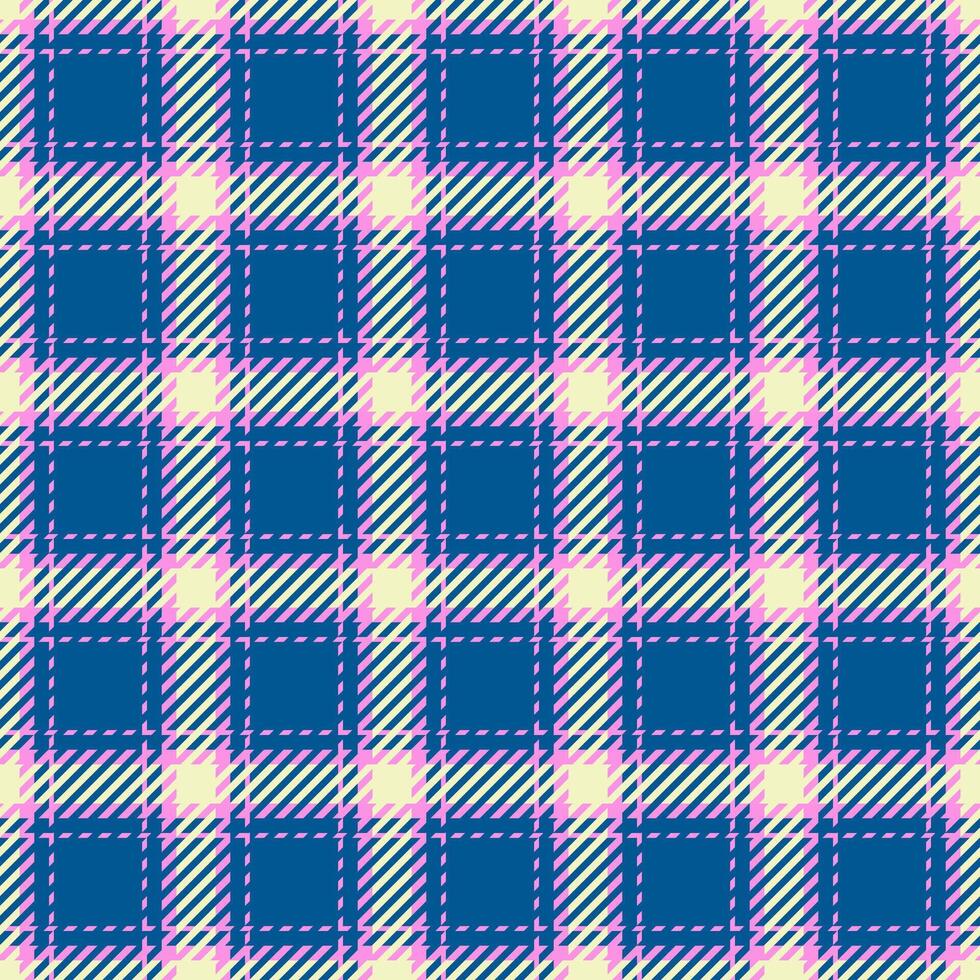 Vibrant blue, pink cream plaid pattern. Perfect for textile design, fashion, or website backgrounds. Seamless repeat tile for endless possibilities. Stylish and versatile. vector