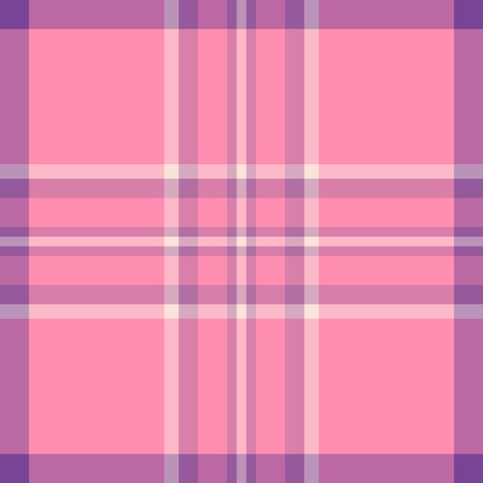Manufacture fabric check tartan, small pattern background seamless. Thin plaid textile texture in pink and red colors. vector