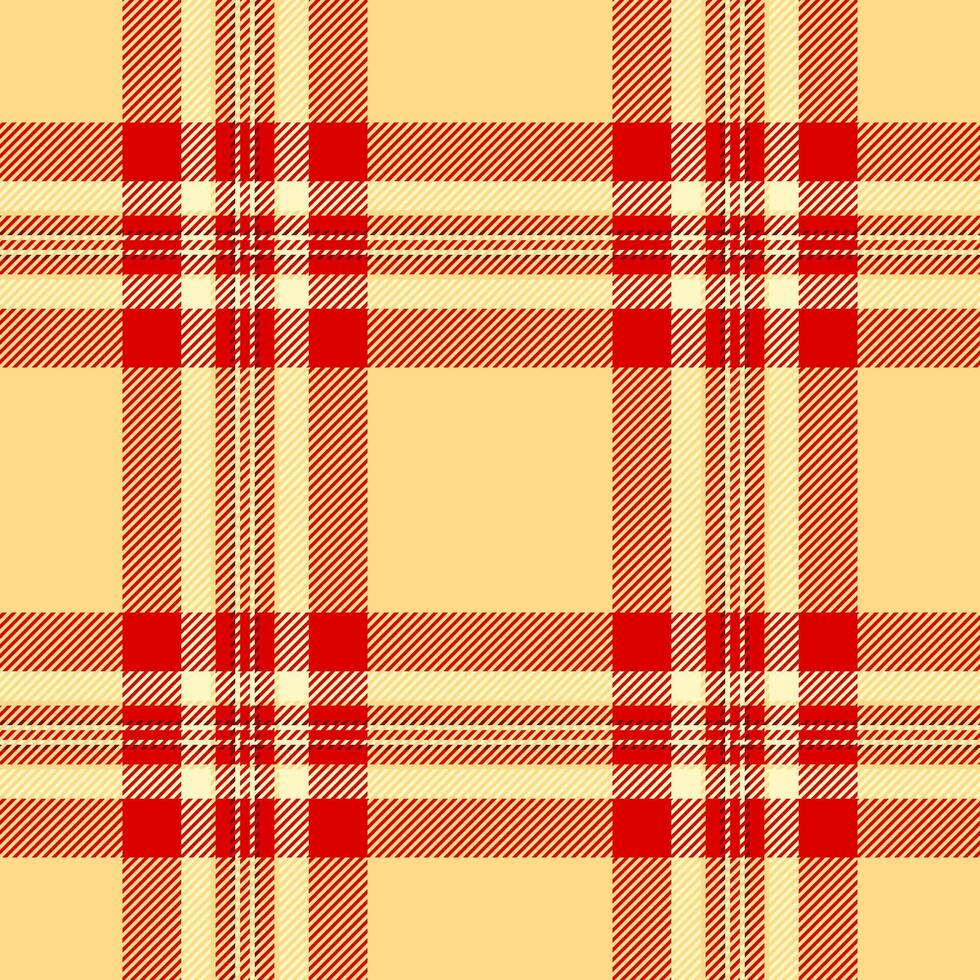 Unique pattern seamless fabric, fold check plaid texture. Italian textile background tartan in amber and red colors. vector