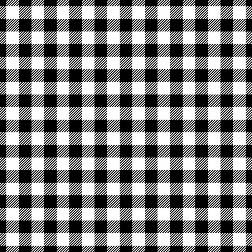 Rich plaid tartan, other fabric textile background. Ornate pattern seamless texture check in black and white colors. vector