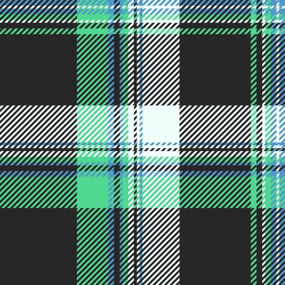 Stylish black, white, green, and blue plaid pattern. Perfect for textile design, fashion, website backgrounds, or any project needing a modern, vibrant texture. vector