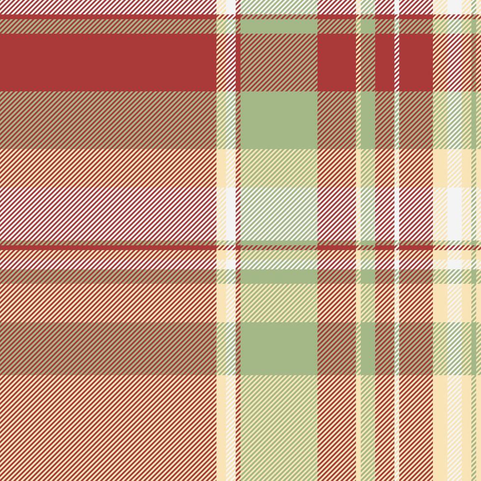 Warm-toned plaid pattern in red, beige, and green hues. Perfect for autumnal designs, textiles, or website backgrounds. Seamless repeat tile for versatile use in various projects. vector