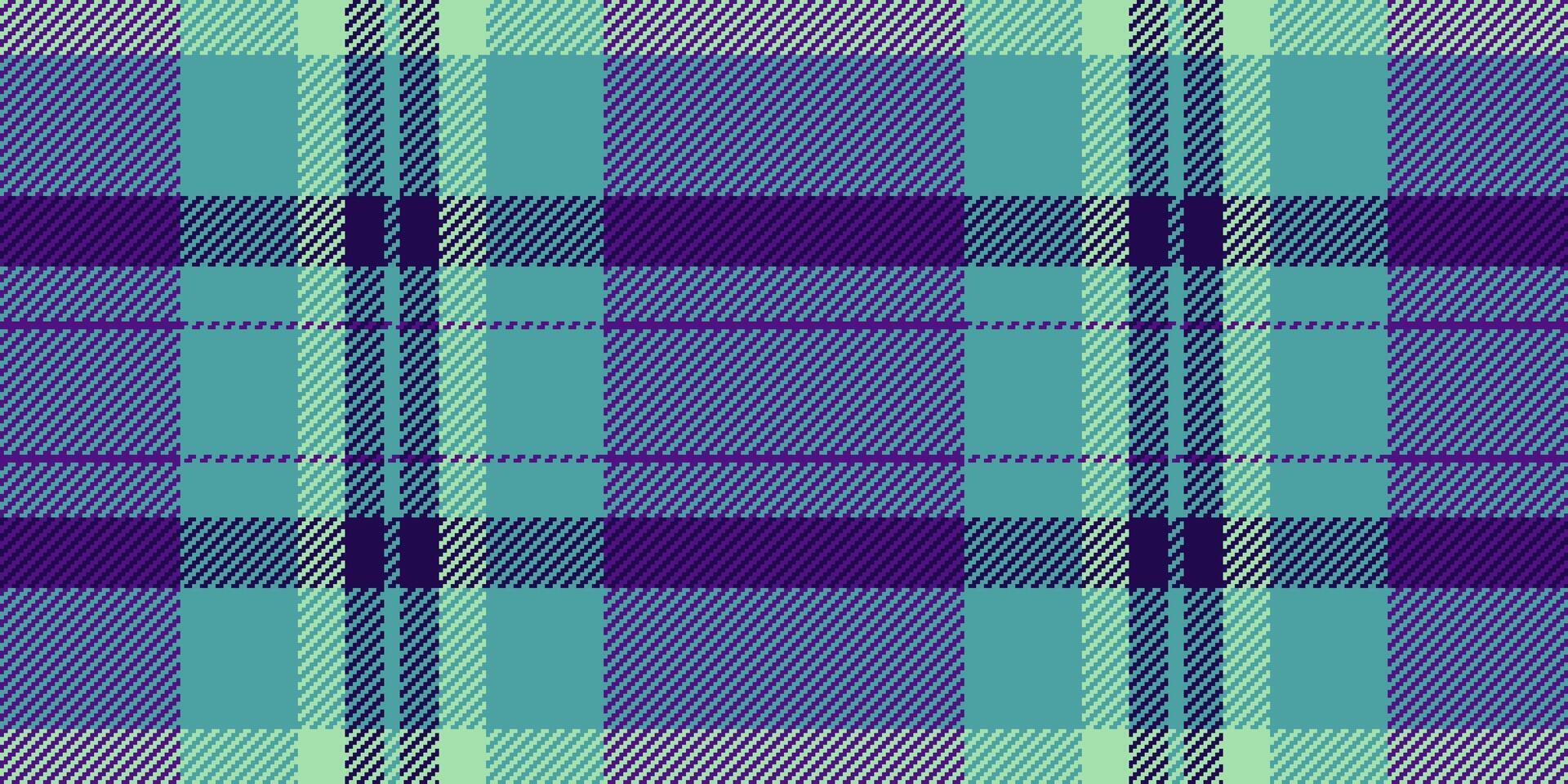 Traditional texture seamless textile, youth plaid fabric . Drawing background check pattern tartan in violet and cyan colors. vector