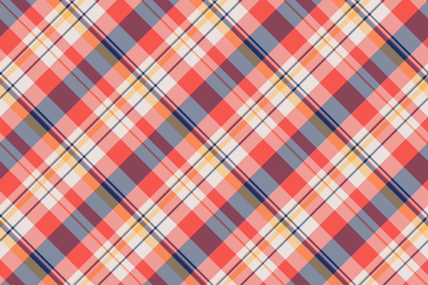 Vibrant diagonal plaid pattern in coral, grey, and beige. Perfect for textile design, apparel, website backgrounds, or scrapbooking projects. A cheerful and stylish design with a modern feel. vector