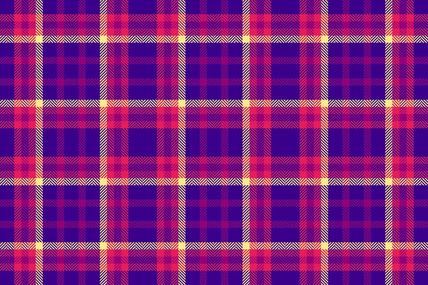 String check tartan textile, drawing seamless background fabric. Cosy pattern plaid texture in violet and red colors. vector