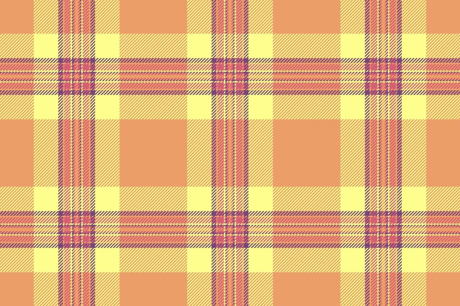 Vibrant autumnal plaid pattern in warm orange and pale yellow hues. Perfect for fallthemed designs, textile prints, or website backgrounds. Seamless repeat tile for versatile use. vector