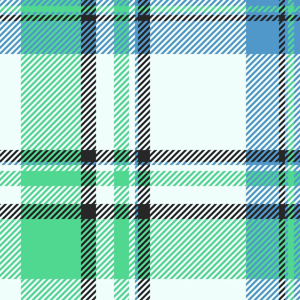 Vibrant seamless plaid pattern in mint green, light blue, and black on a white background. Ideal for textile design, fashion, apparel, websites, and stationery. Perfect for springsummer projects. vector