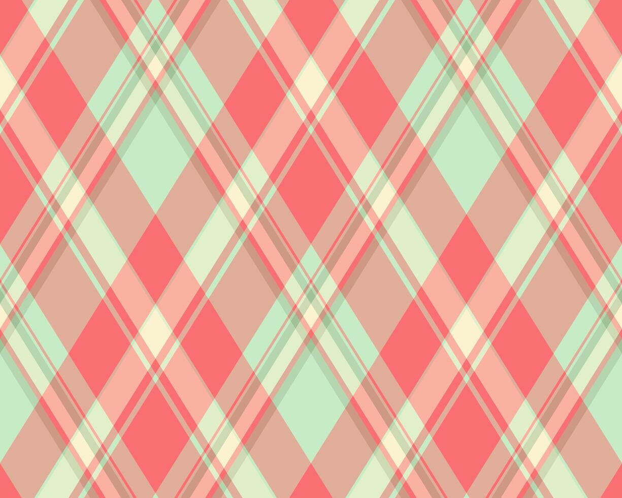 Vibrant coral, mint, and cream plaid pattern. Perfect for textile design, website backgrounds, or crafting projects. Seamless repeat for endless applications. A cheerful and stylish design. vector