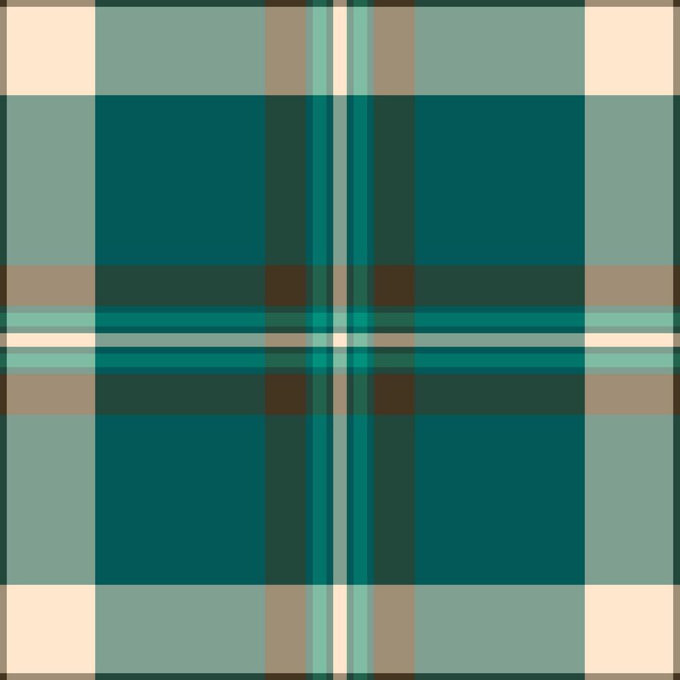 Elegant teal, beige, and brown plaid pattern. Perfect for textile design, website backgrounds, or stylish stationery. This seamless texture offers a sophisticated and versatile design element. vector
