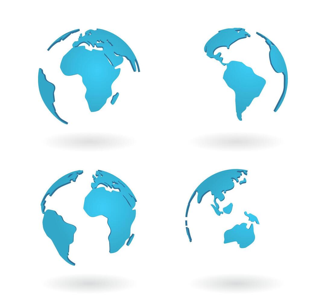 Planet globe world earth map. Modern concept blue continent of future. vector