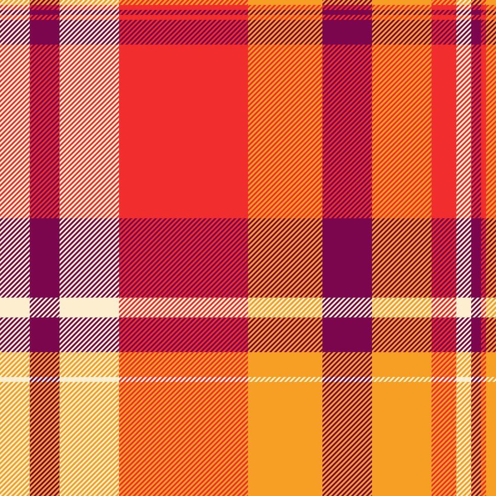 Vibrant autumnal plaid pattern in warm orange, red, and purple hues. Perfect for fallthemed designs, textile prints, or website backgrounds. vector