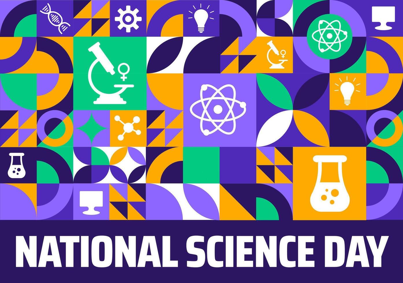 National Science Day geometric shape pattern background with new design vector