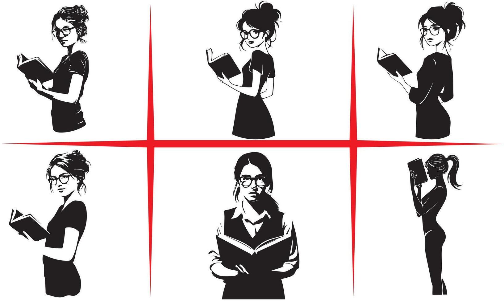 Book Lover Illustration of a Young Woman Reading vector