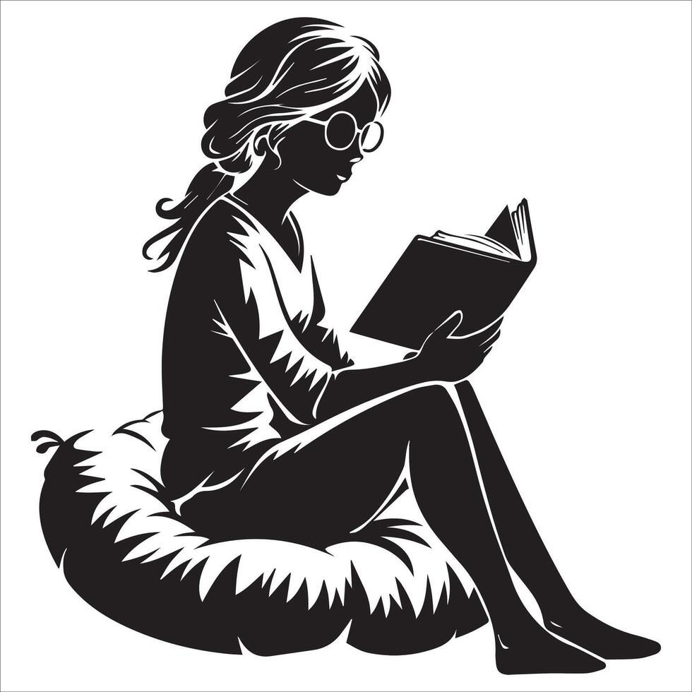 Dreamy Book Lover Portrait Illustration vector