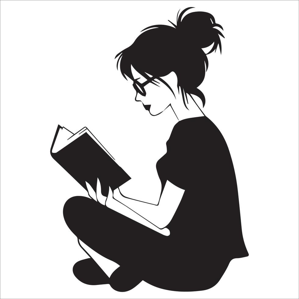 Girl Reading Under Soft Light Illustration vector
