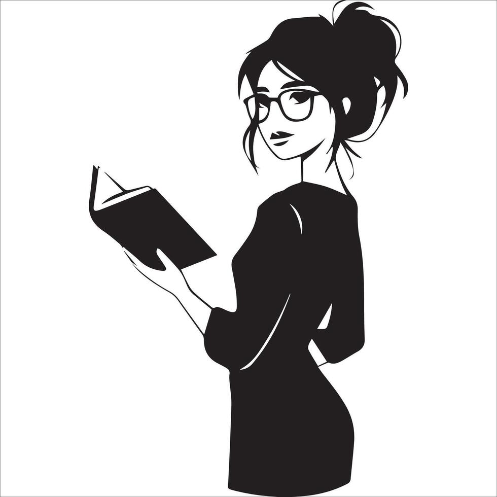 Girl Surrounded by Books Illustration vector
