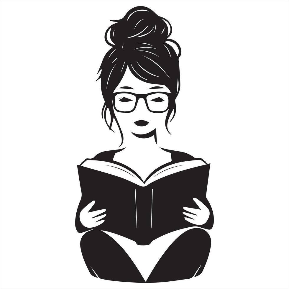 Artistic Illustration of a Girl Reading vector