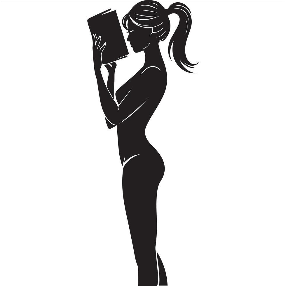Cute Young Woman Lost in a Story Illustration vector