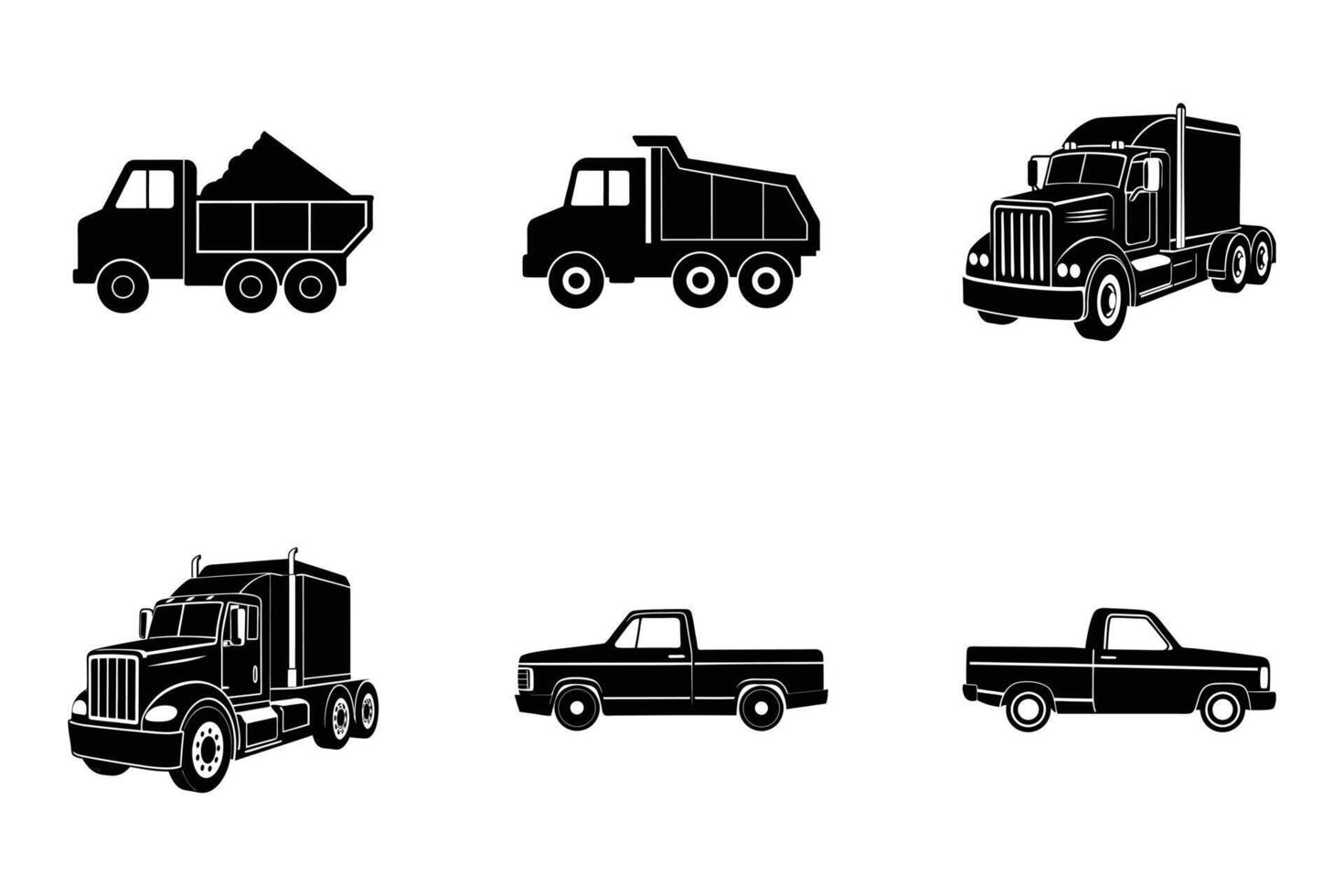 Truck silhouette bundle for design and transport vehicle projects vector