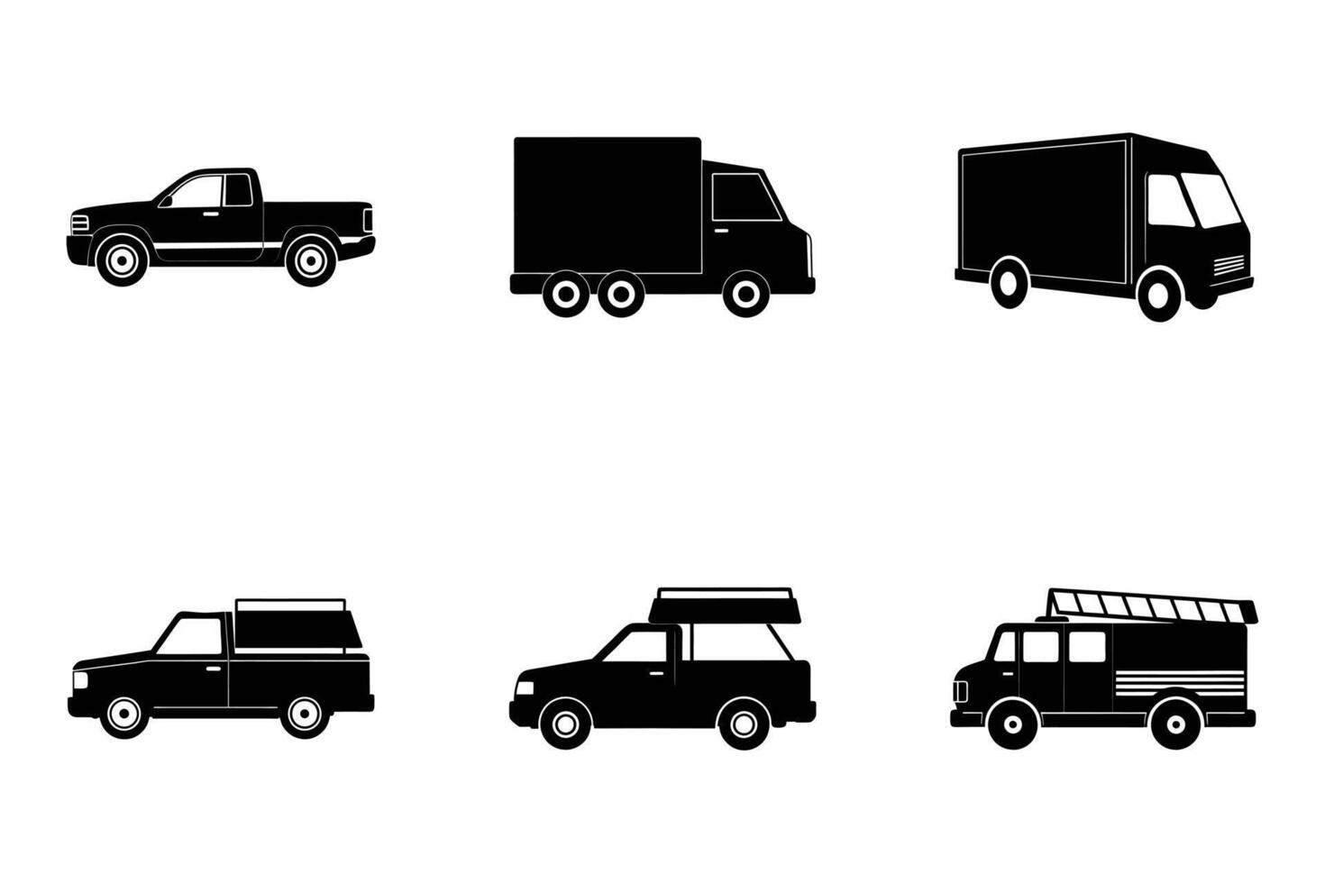 Popular truck silhouettes bundle on white background for designs vector