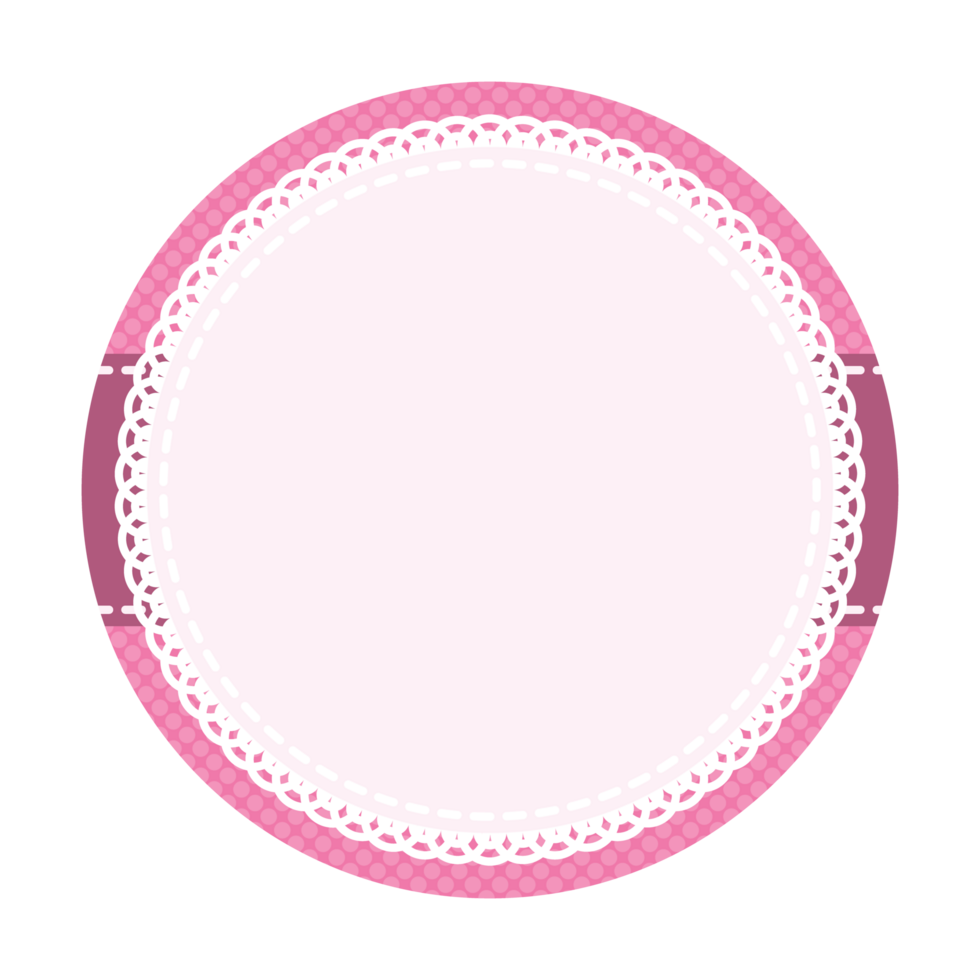 Stylish Pink Blank Round Sticker Label Background with Decorative Lace png
