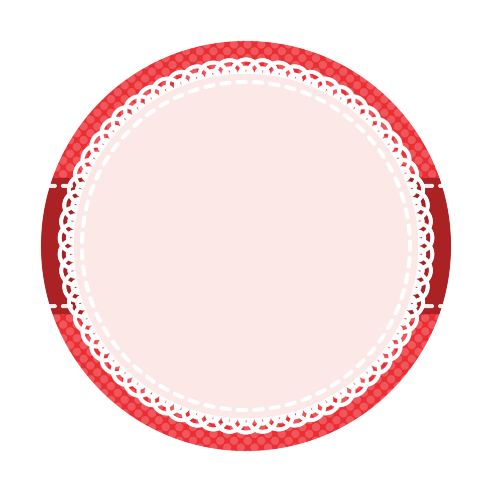 Simple Elegant Red Circular Blank Sticker Layer Base Background Design Featuring Intricate Lace Border And Dots Subtle Pattern png