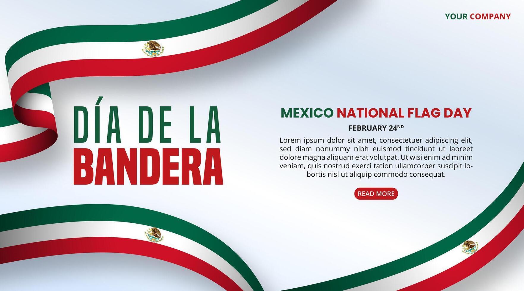 Dia De La Bandera or Mexico Flag Day background with waving flags vector