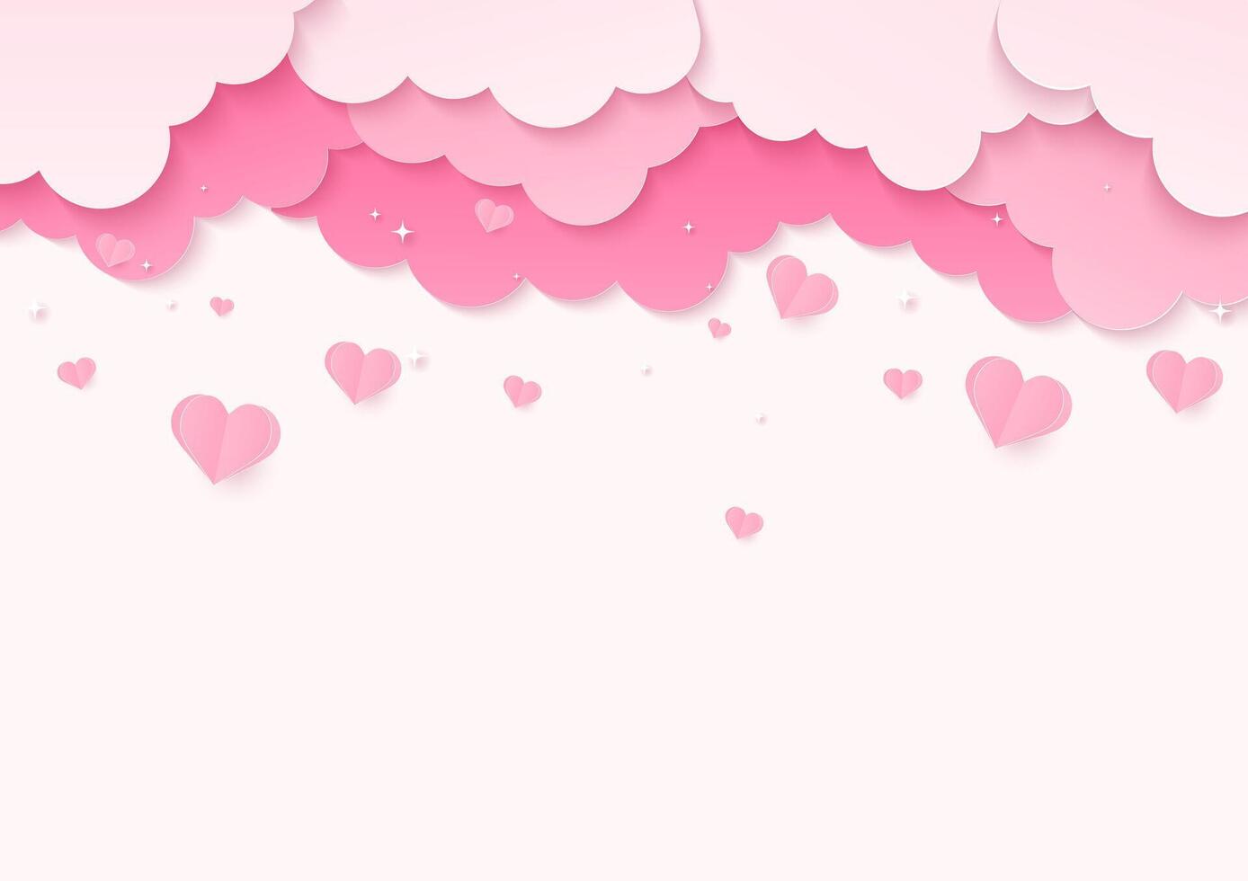 Heart paper and cloud background vector