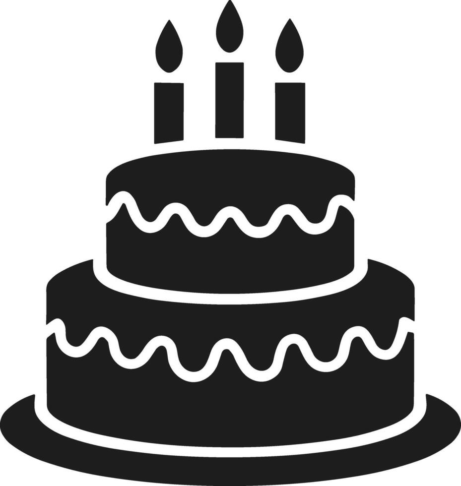 Two-Tier Birthday Cake with Candles - Elegant Silhouette Design vector
