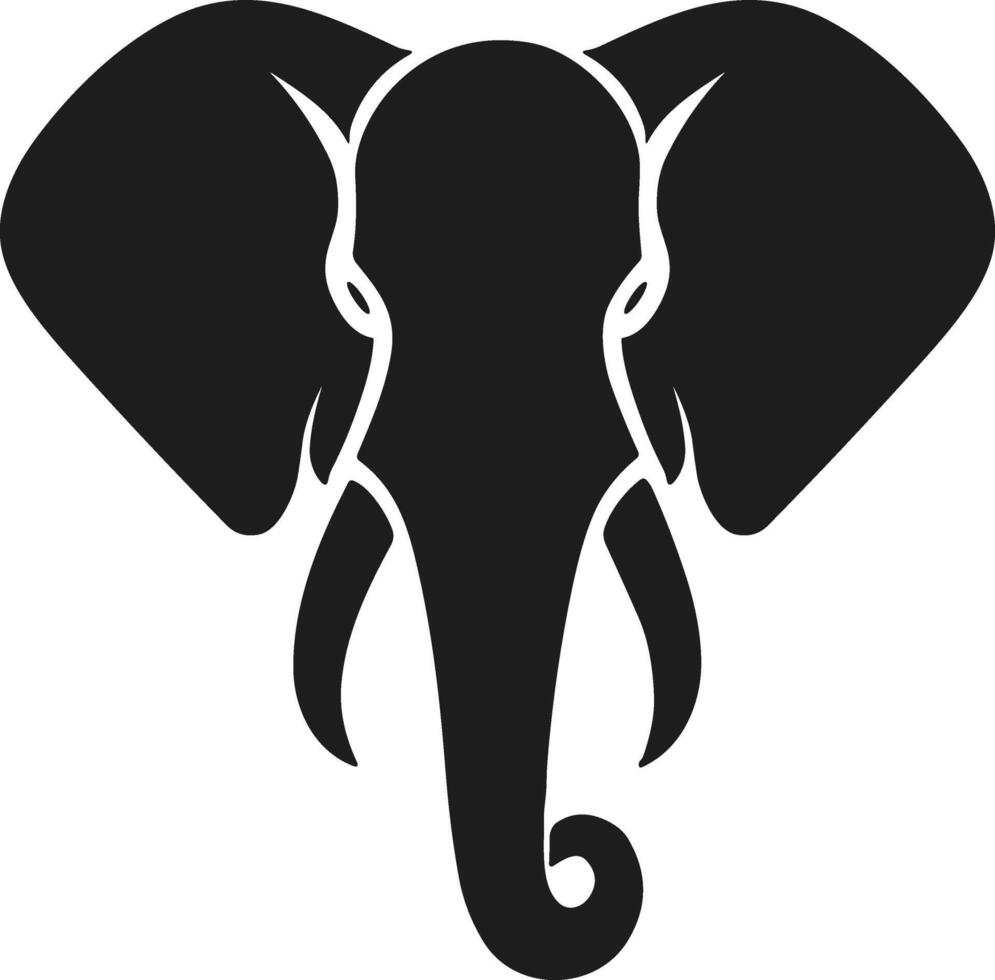 Elegant Elephant Head Silhouette Illustration vector