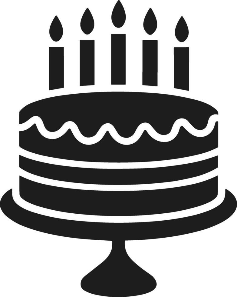 Classic Birthday Cake with Candles on Stand - Elegant Silhouette Design vector