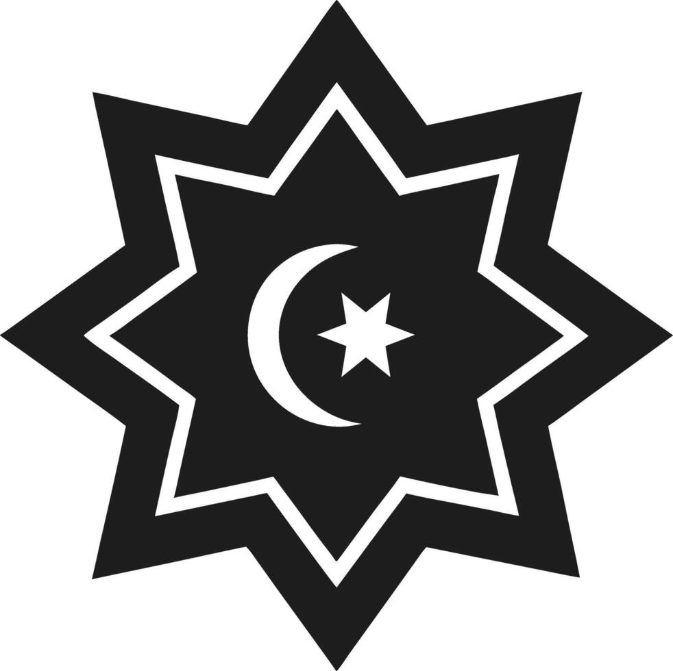 Islamic Star Pattern with Crescent Moon and Star Silhouette vector