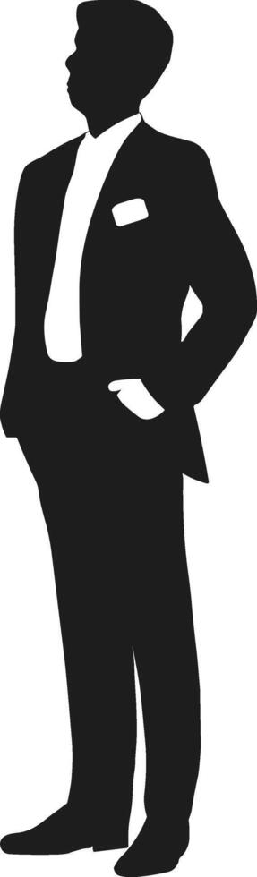 Businessman Silhouette in Formal Suit Standing in Profile View vector