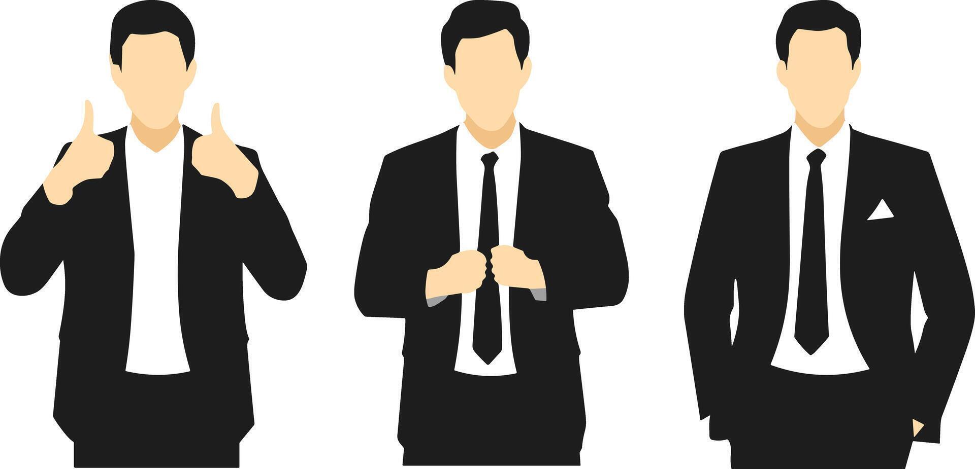 Businessman Illustration in Formal Attire with Different Poses vector