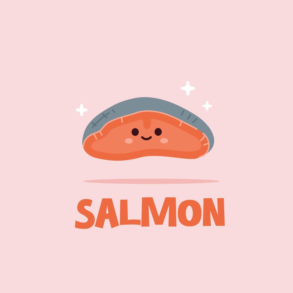 Cute salmon cut logo illustration. Minimalist meat icon design, suitable for shop and web. vector