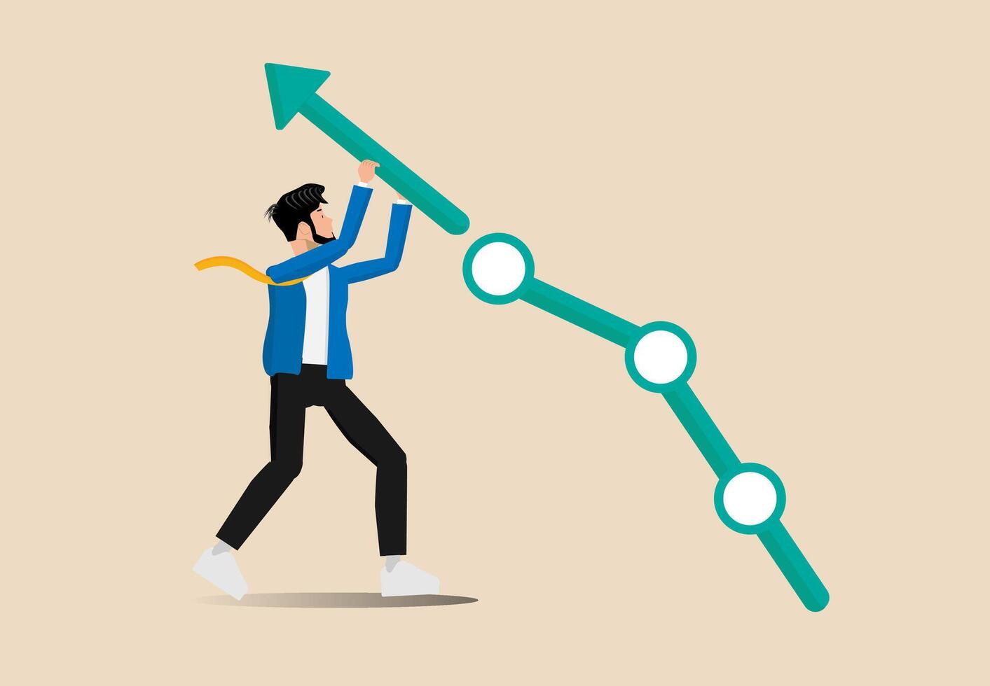 businessman holding up an arrow chart vector