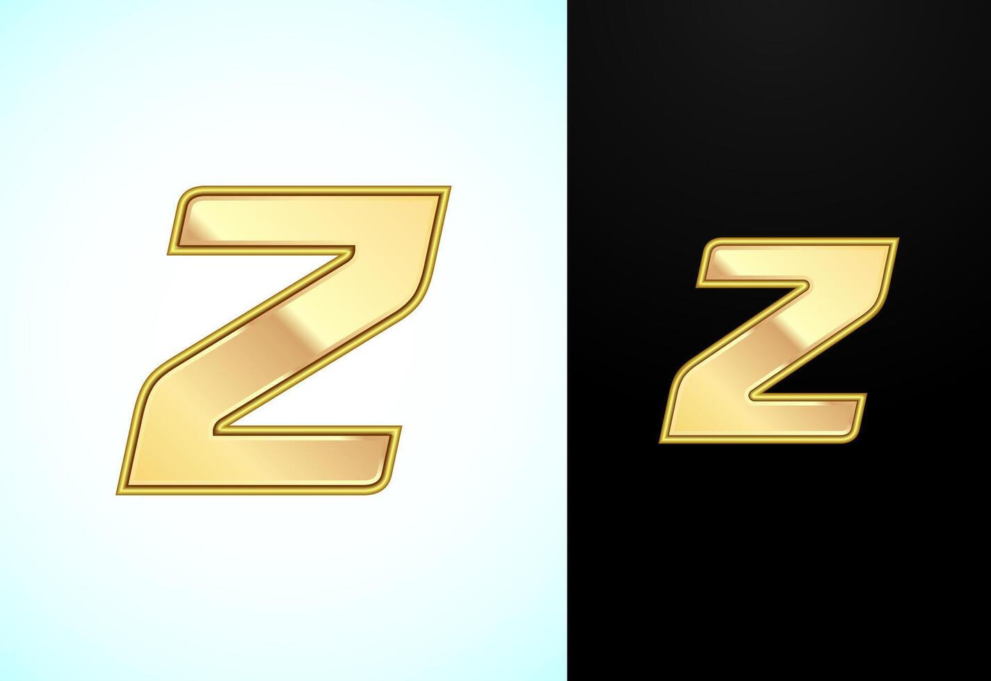 Capital and small alphabet Z in gold color. Graphic alphabet symbol for corporate business identity vector