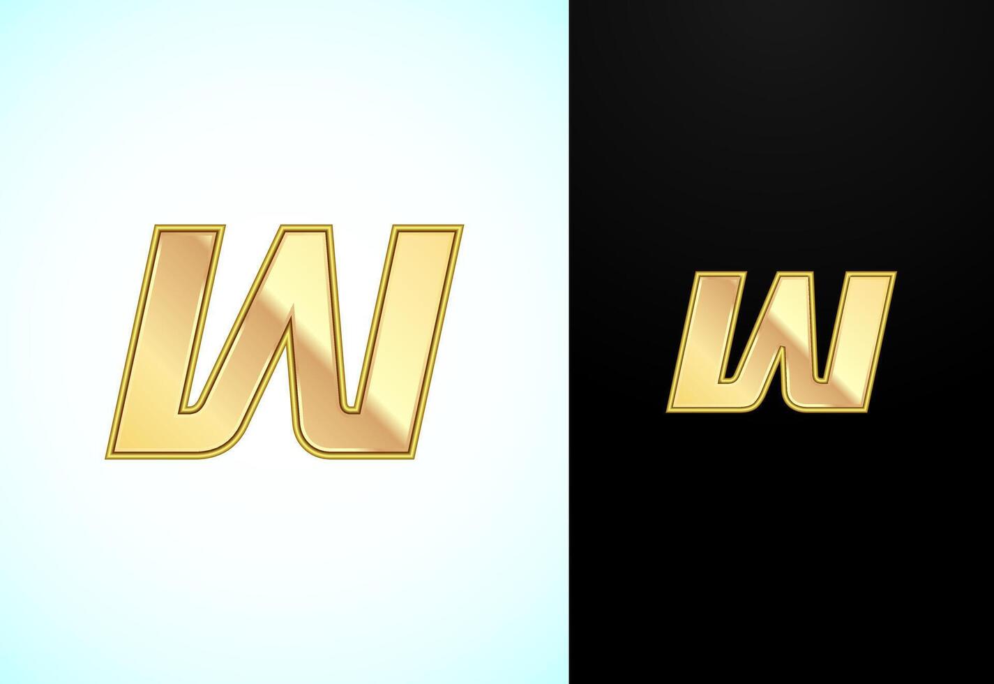 Capital and small alphabet W in gold color. Graphic alphabet symbol for corporate business identity vector