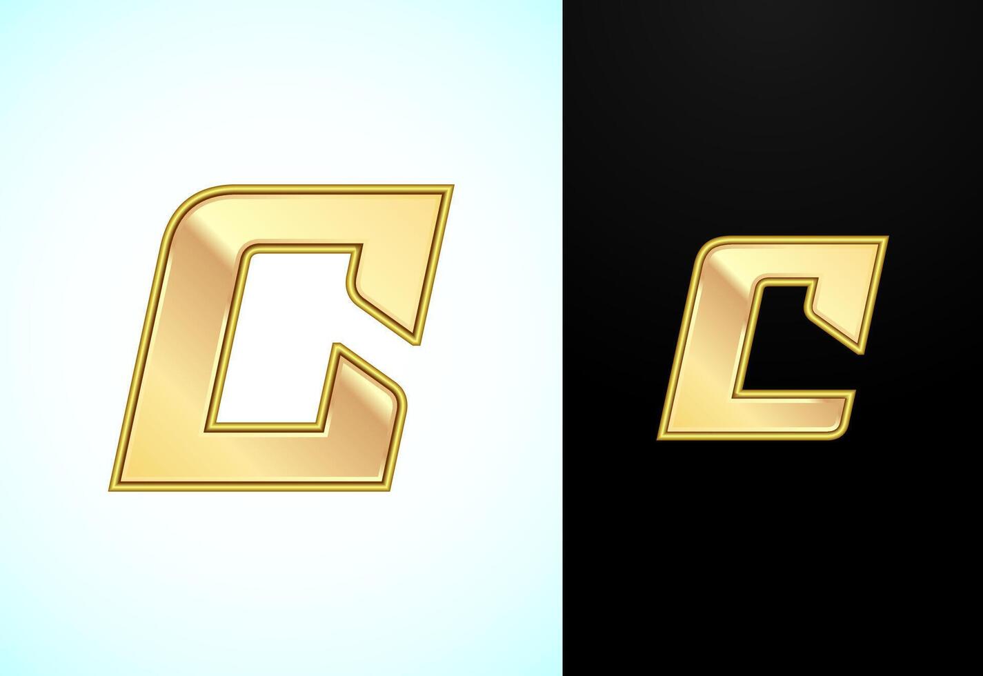Capital and small alphabet C in gold color. Graphic alphabet symbol for corporate business identity vector