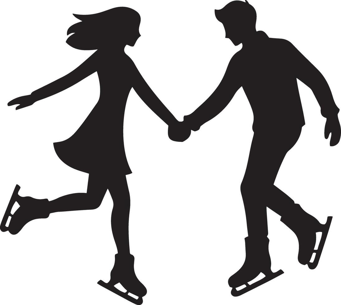 Silhouette logo of Couple ice skating for Valentine Day vector
