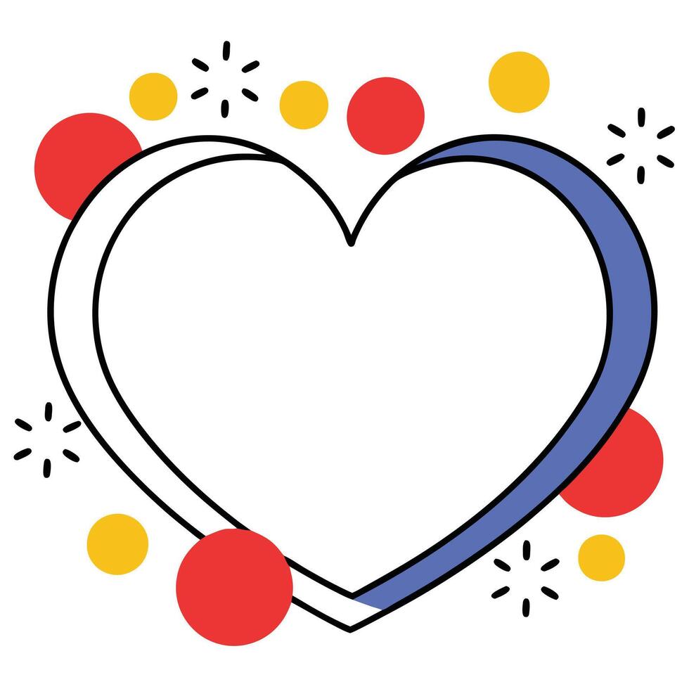 Colorful Heart Frame with Red Yellow Circles and Stars vector